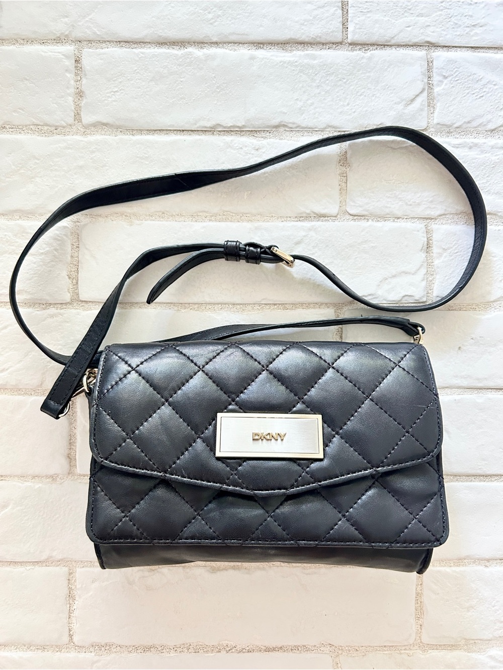 DKNY Quilted Black Leather Crossbody Bag
